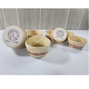 Cowboy Living Barbwire Collection Ramekins Set 8 Tan Western Rustic Vintage